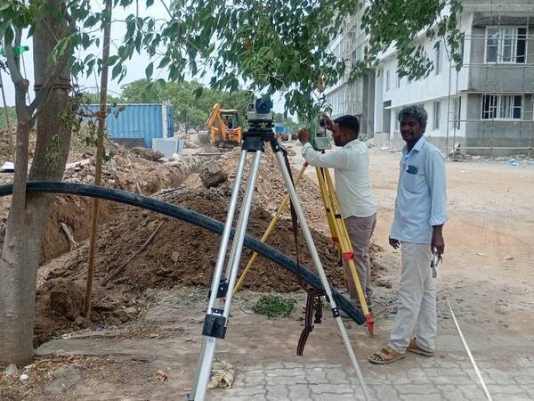 DGPS rover collecting coordinates in farmland