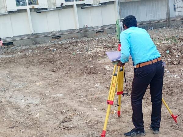 Setting out beside an apartment block
