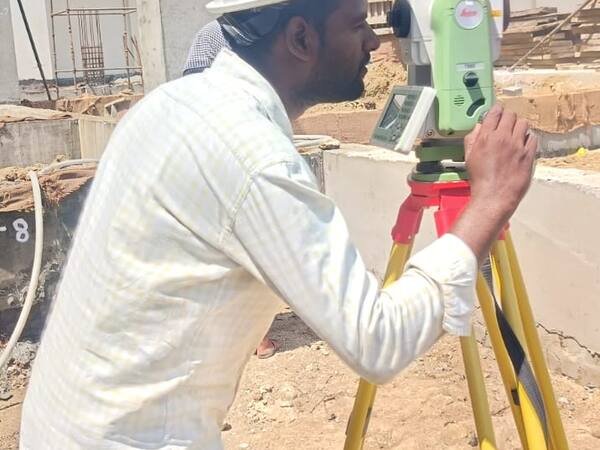 Instrument man on a residential plot