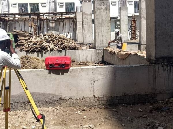 Pile and column positions transferred to site