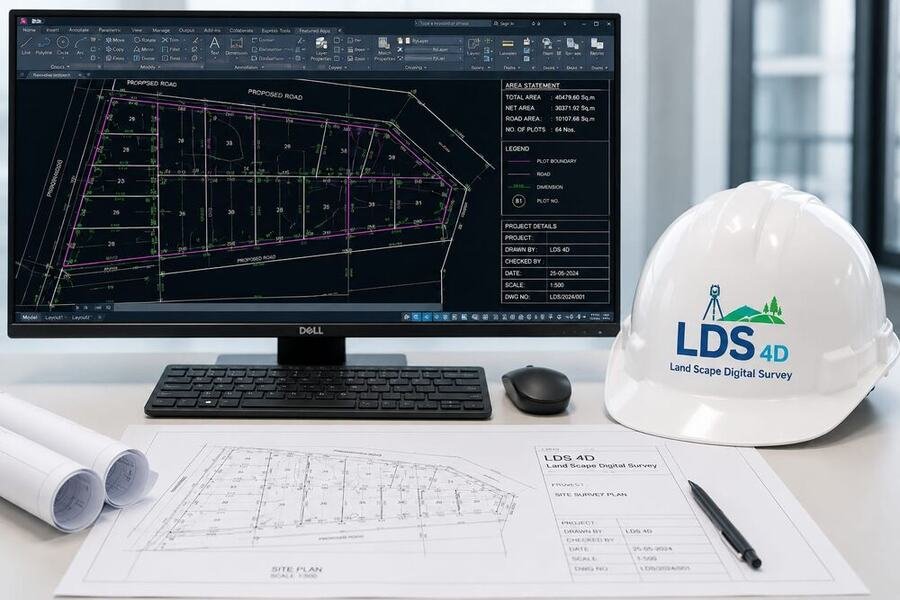 AutoCAD drafting of a survey drawing